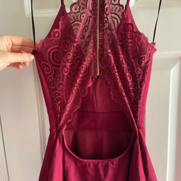 SOLD NWT Maroon Lace Back Flare Dress Small - Picture 15 of 15